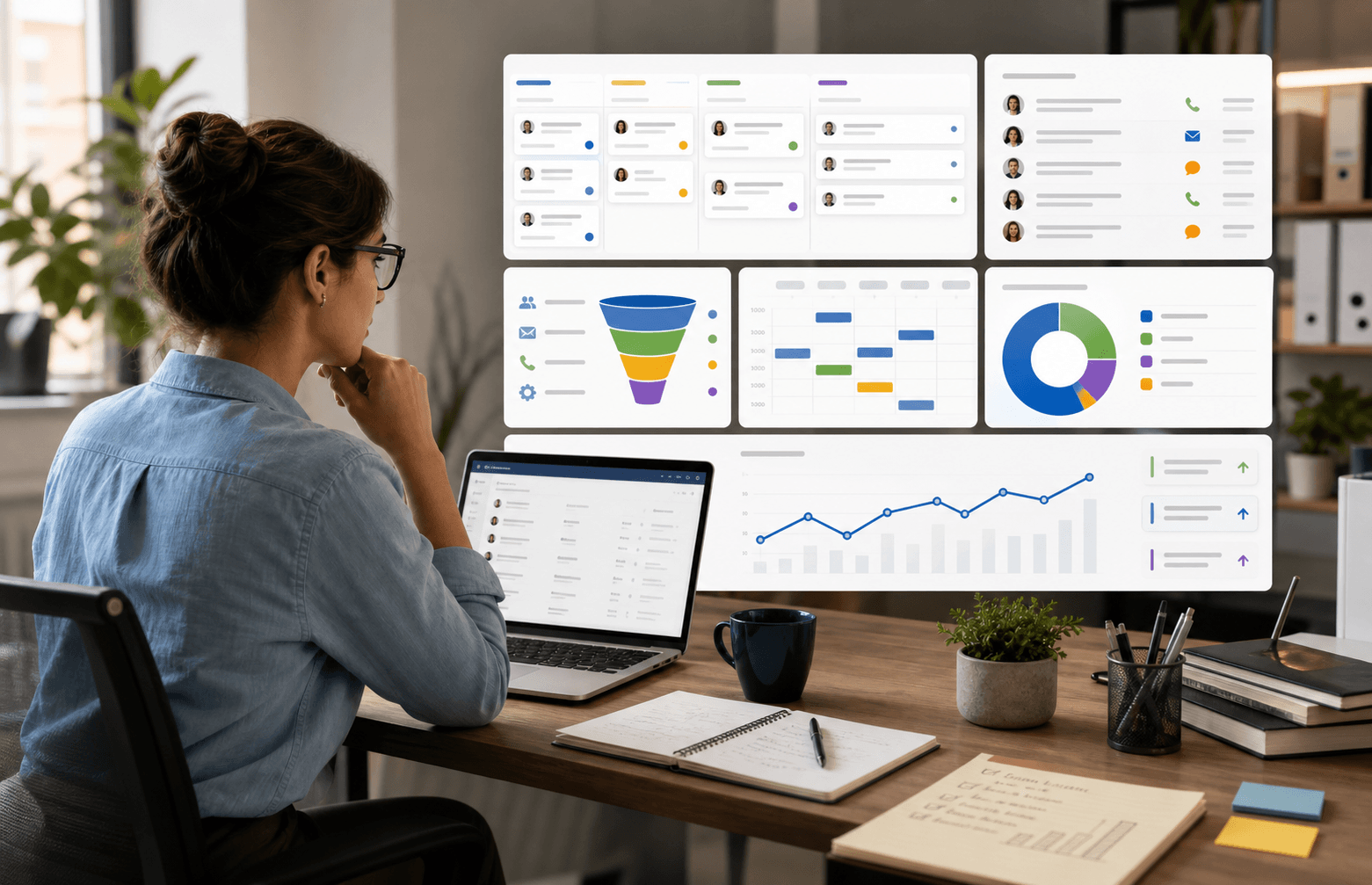 Small business CRM workflow dashboard with lead pipeline and follow-up analytics