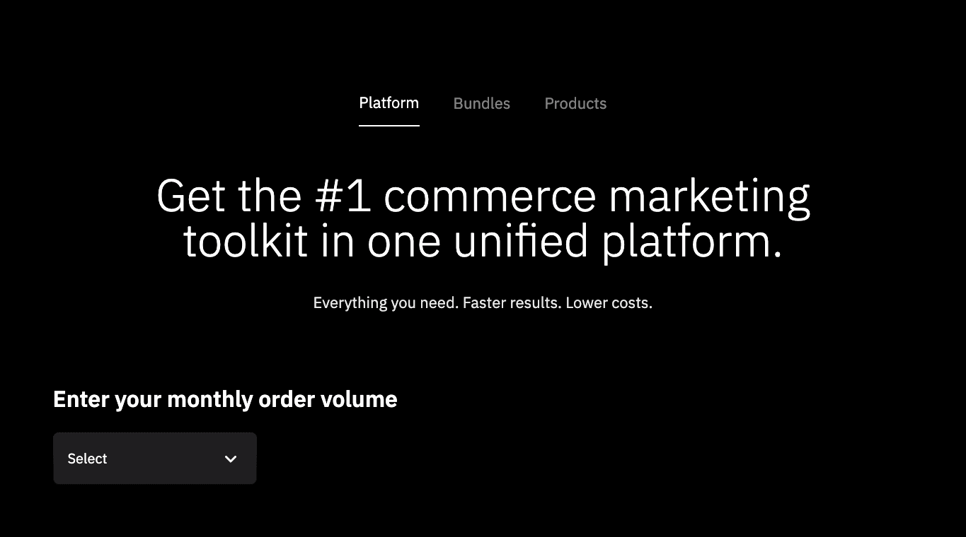 Okendo pricing page showing platform and bundle pricing selector
