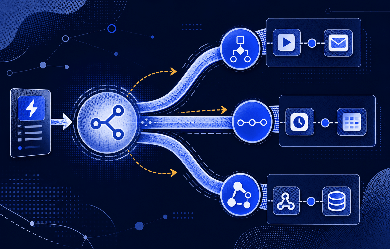 Automation workflows branching into three Zapier alternative paths